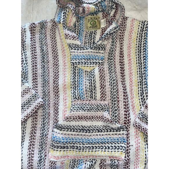 Baja Joe Unisex Pullover Hoodie Size Small Multicolor Rainbow Cotton Blend Boho - Picture 9 of 10